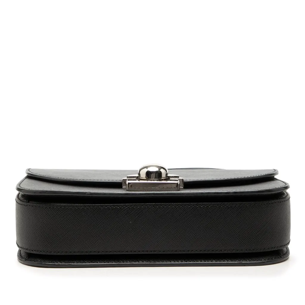 Prada Saffiano Lux Arcade Satchel Black Leather Good - Inside View