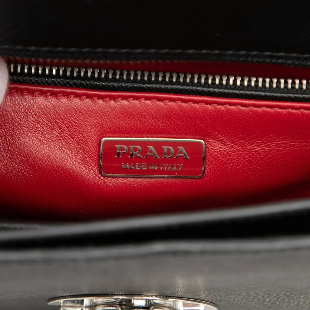 Prada Saffiano Lux Arcade Satchel Black Leather Good - Box View