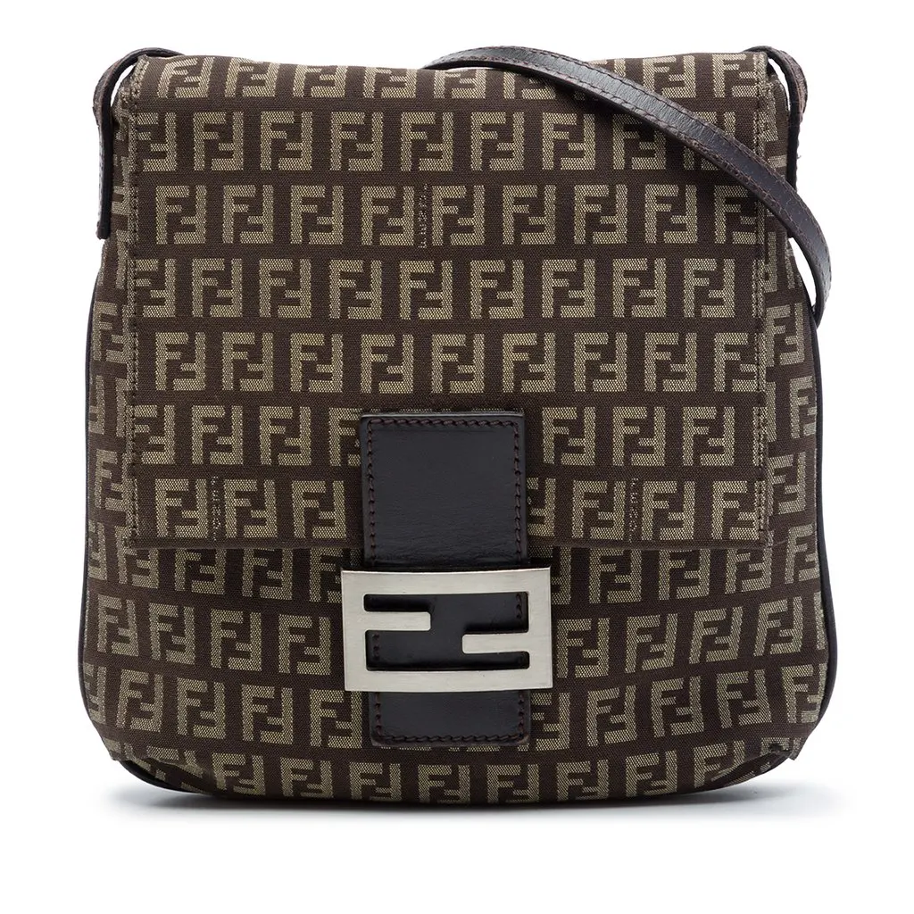 Fendi Zucchino Canvas Crossbody Brown Very good - Front View