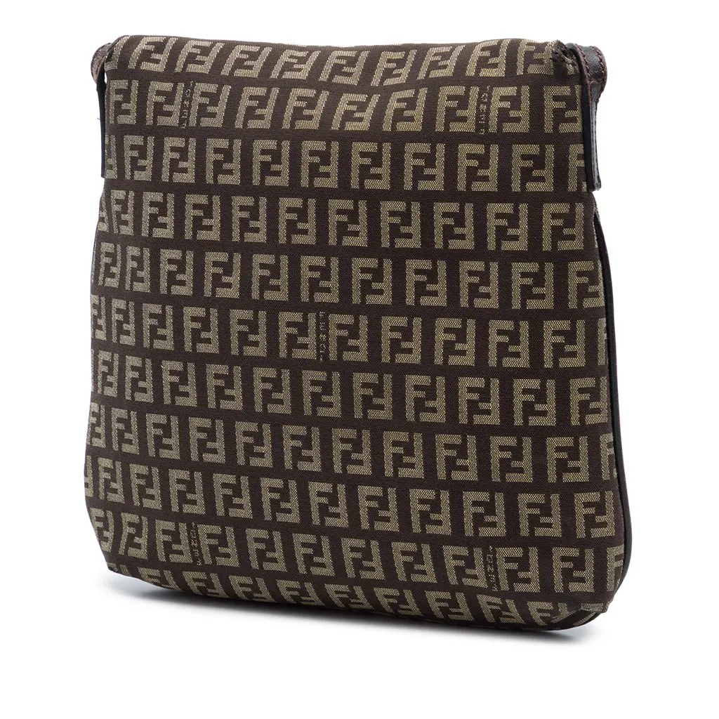 Fendi Zucchino Canvas Crossbody Brown Very good - Back View