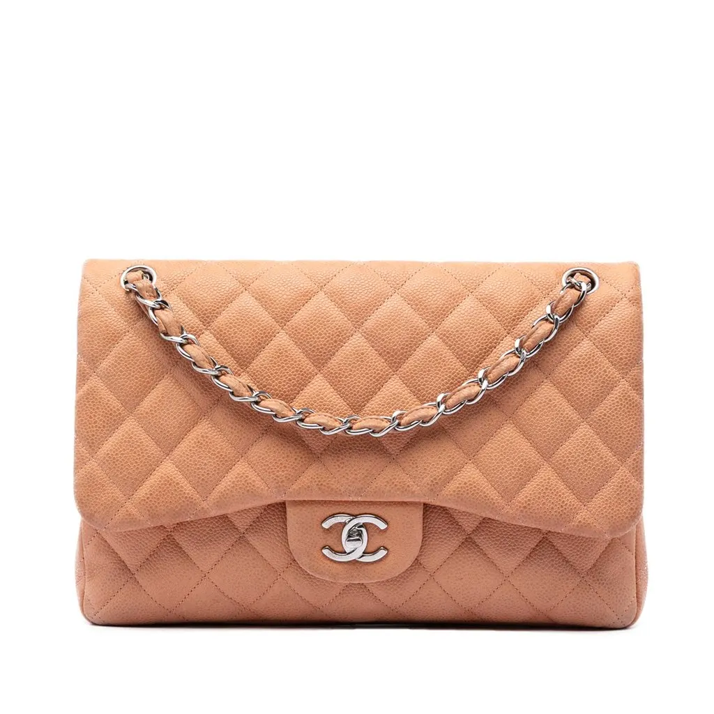 Chanel Jumbo Classic Caviar Double Flap Brown Leather Very good - Front View