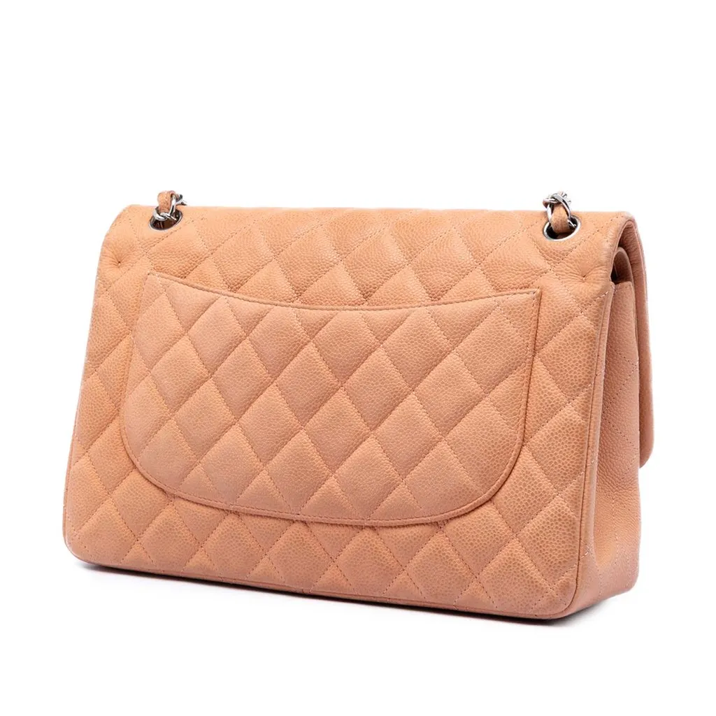 Chanel Jumbo Classic Caviar Double Flap Brown Leather Very good - Back View
