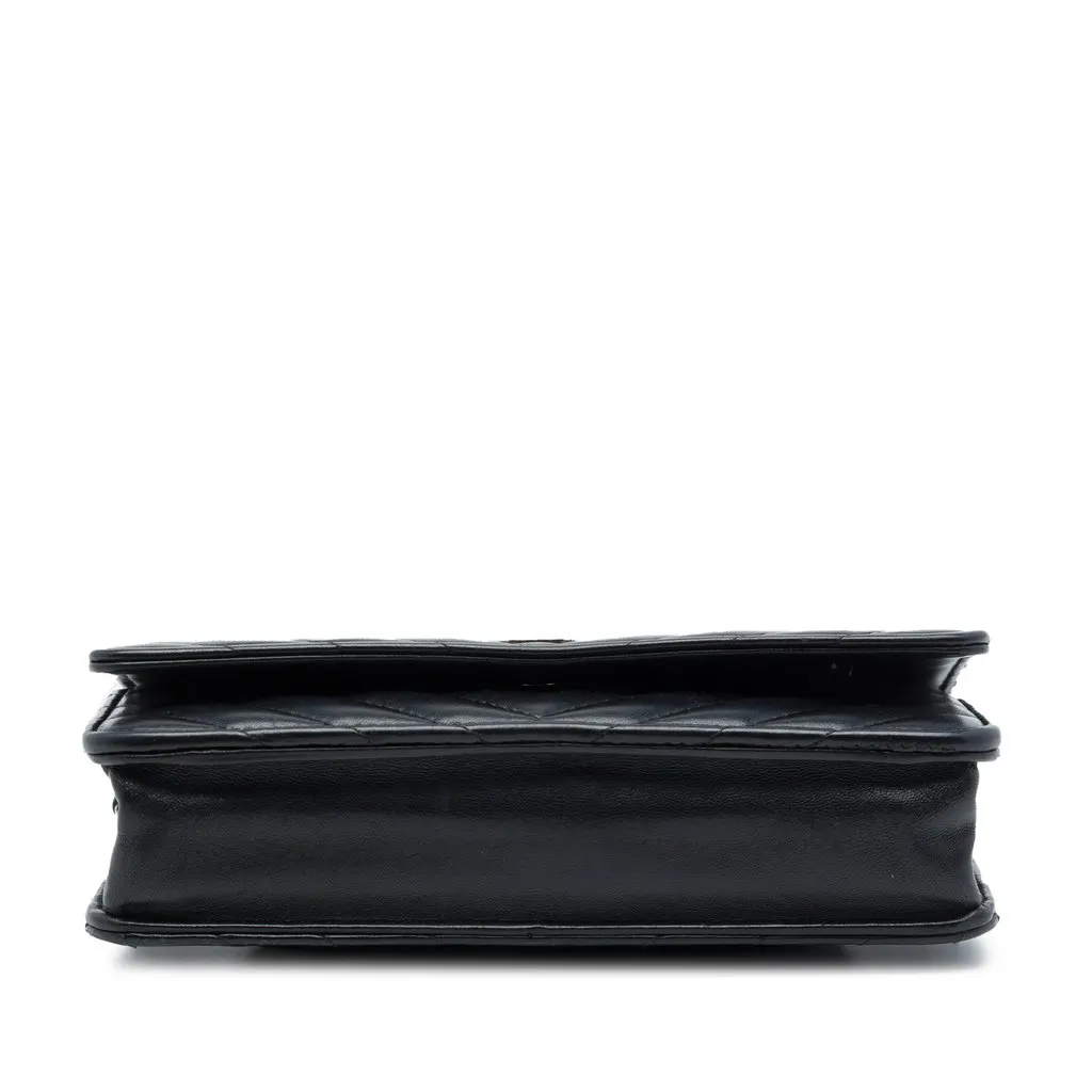 Chanel CC Chevron Lambskin Wallet On Chain Black Leather Very good - Inside View