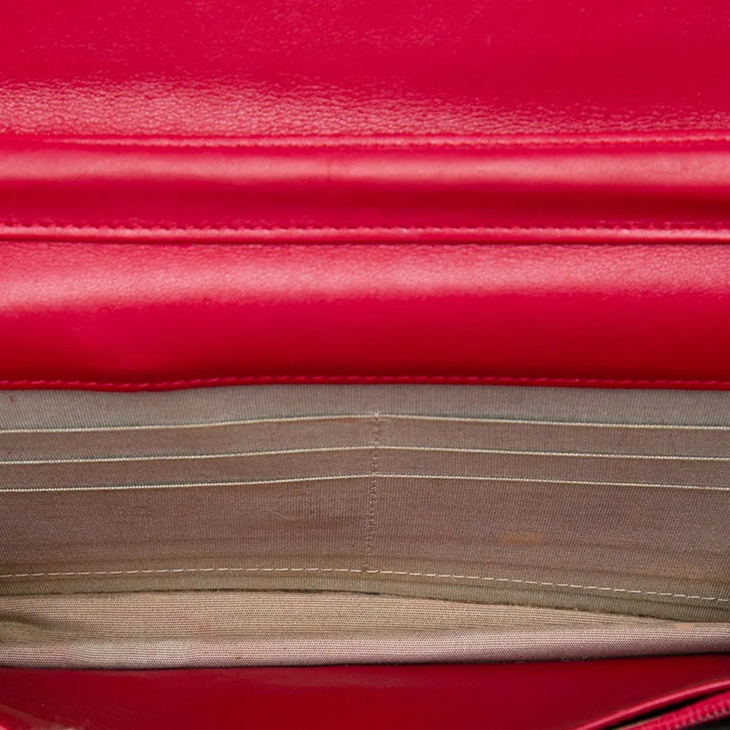 Chanel CC Caviar Sevruga Wallet On Chain Red Leather Very good - Model View