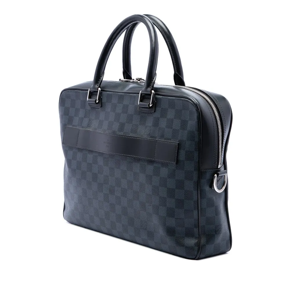 Louis Vuitton Damier Cobalt Porte Documents Business Bag Blue Canvas Good - Back View