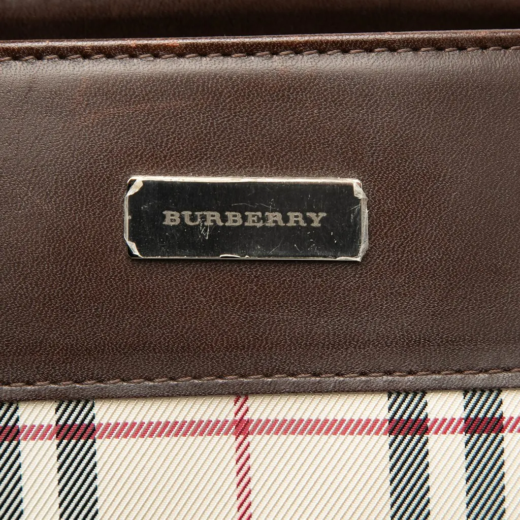 Burberry House Check Canvas Convertible Tote Beige Very good - Box View