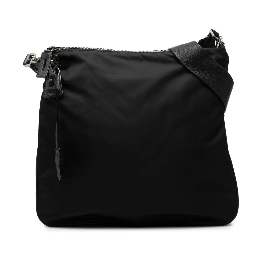 Prada Tessuto Zip Top Shoulder Bag Black Good - Front View