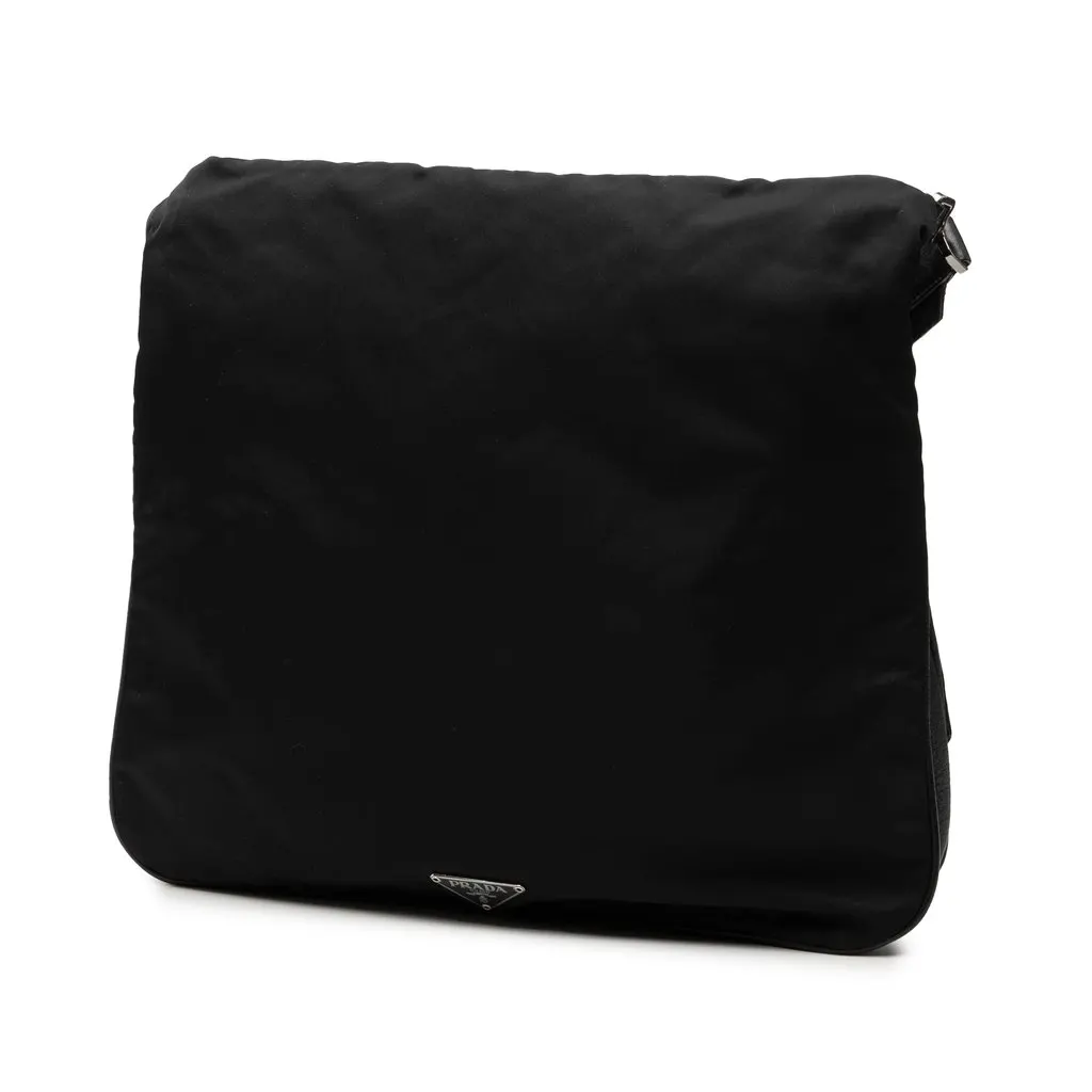 Prada Tessuto Zip Top Shoulder Bag Black Good - Back View