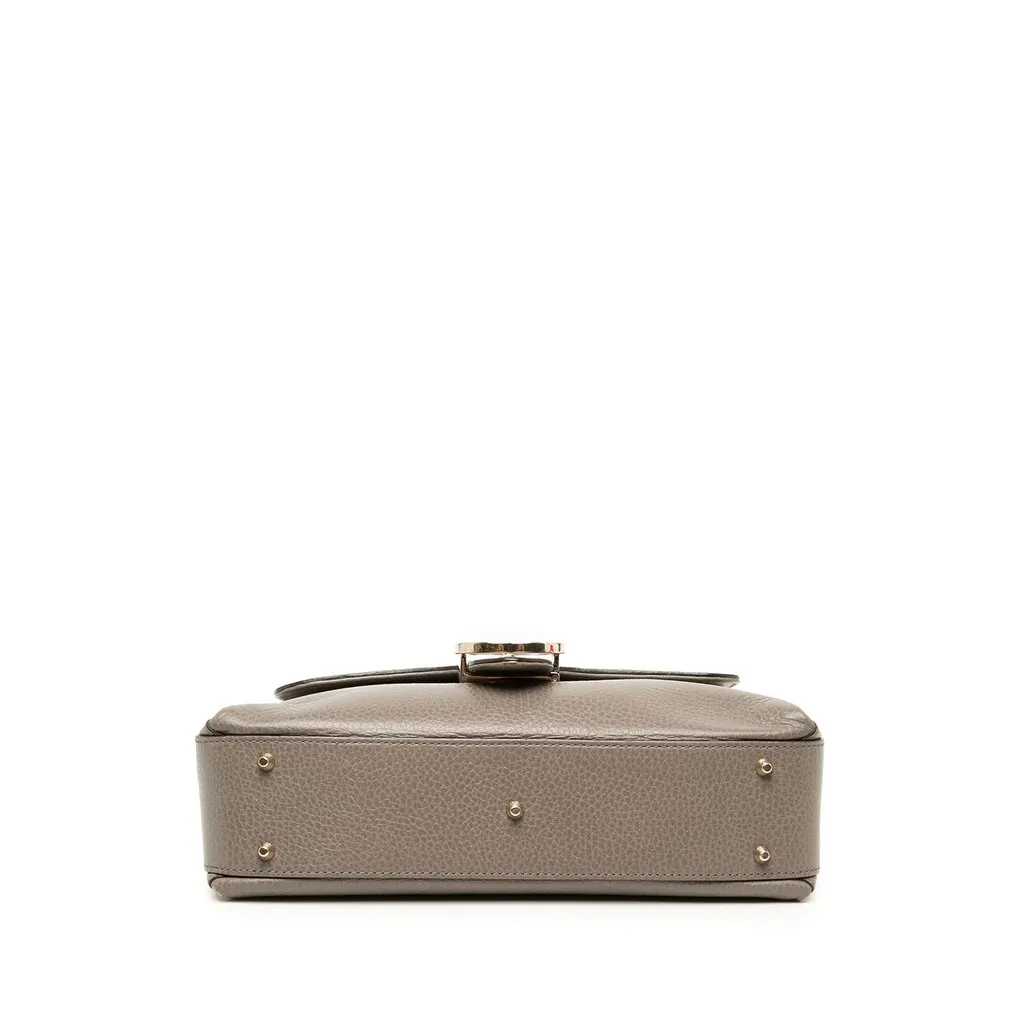 Gucci Small Dollar Calf Interlocking G Satchel Brown Leather Good - Inside View