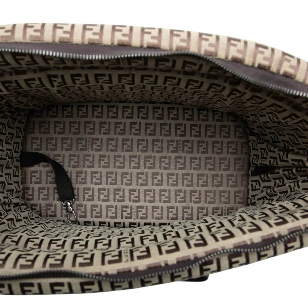 Fendi Zucchino Padded Canvas Pet Carrier Bag Beige Very good - Model View