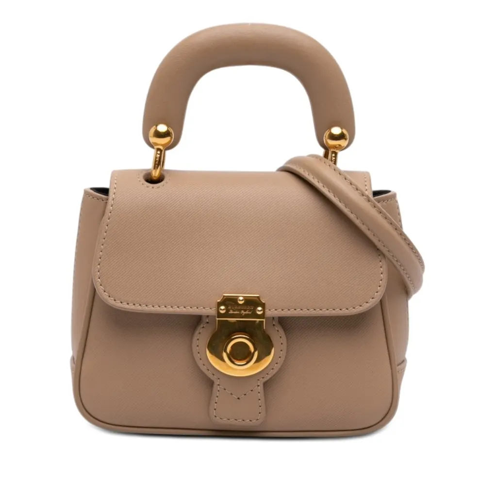 Burberry Mini Trench Calfskin DK88 Top Handle Bag Beige Leather Very good - Front View