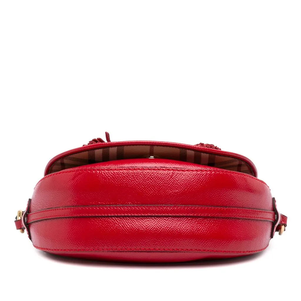 Burberry Patent and Haymarket Check Coated Canvas Maydown Crossbody Red Leather Good - Inside View