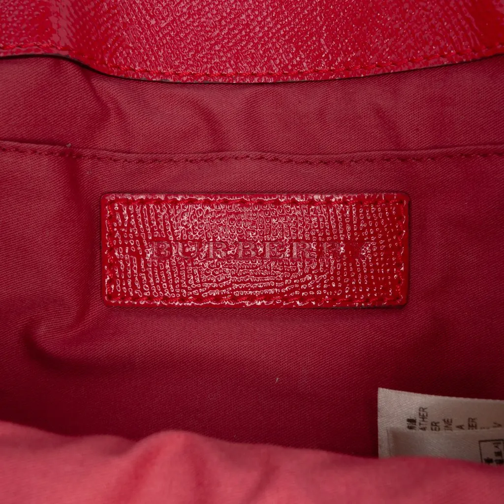 Burberry Patent and Haymarket Check Coated Canvas Maydown Crossbody Red Leather Good - Box View