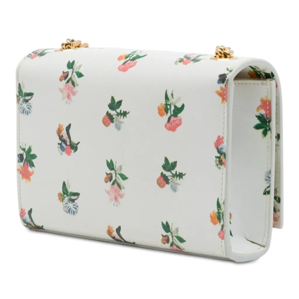 Saint Laurent Mini Smooth Calfskin Prairie Flower Printed Monogram Kate Crossbody White Leather Very good - Back View