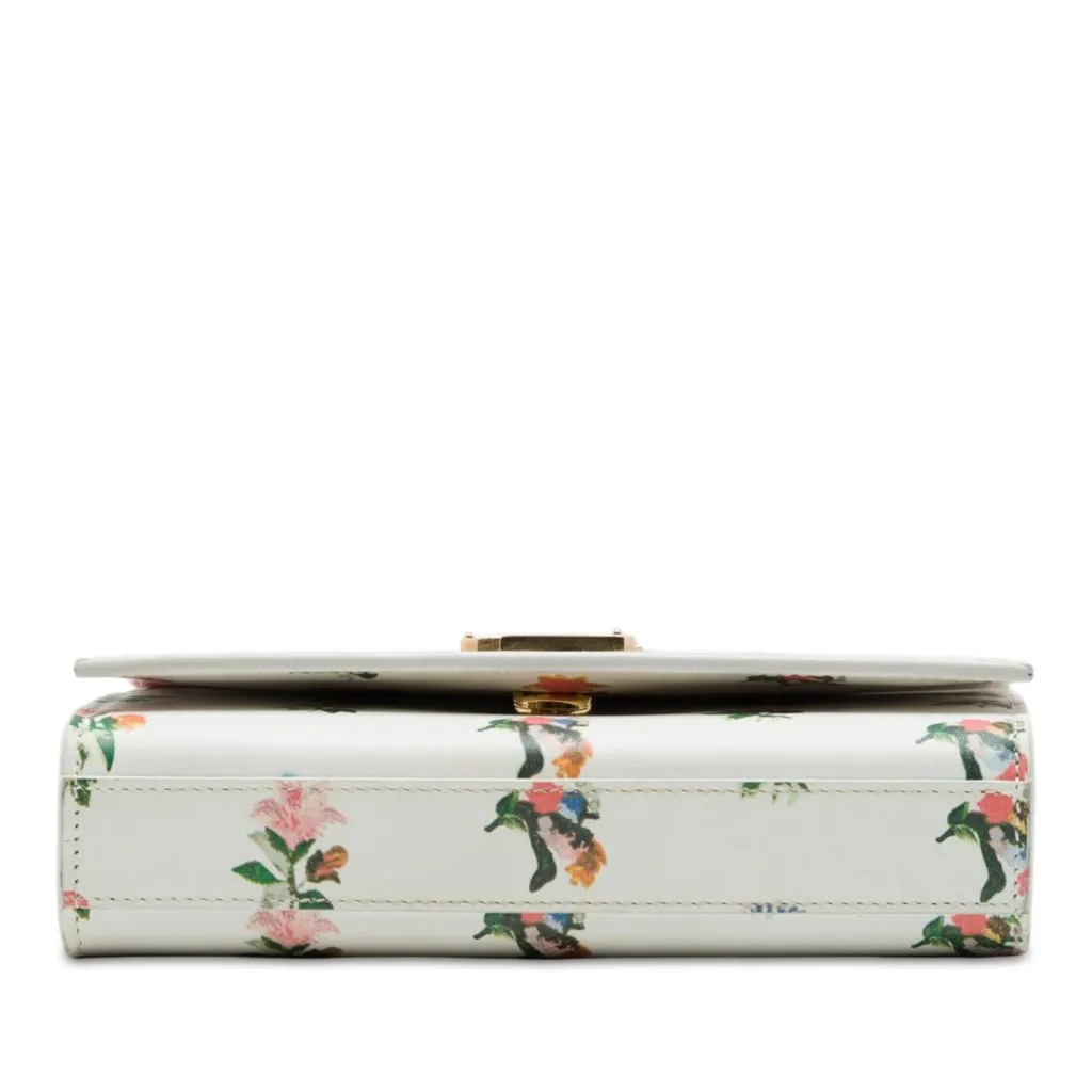 Saint Laurent Mini Smooth Calfskin Prairie Flower Printed Monogram Kate Crossbody White Leather Very good - Inside View