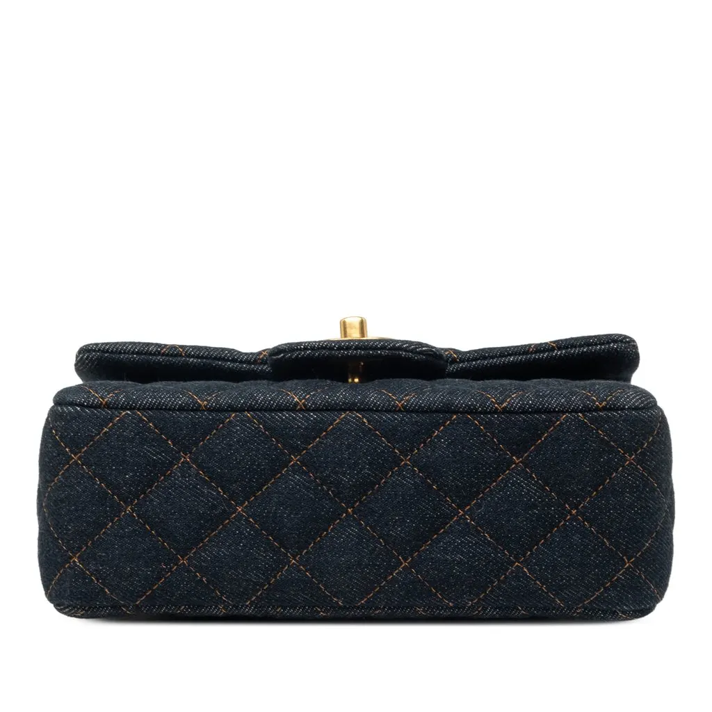Chanel Mini Rectangular Quilted Denim Flap Blue Very good - Inside View