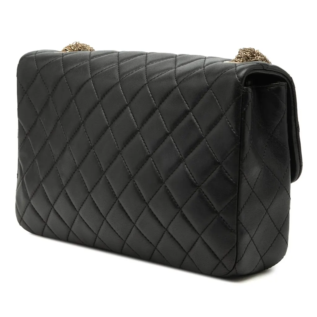 Chanel Medium Quilted Lambskin Westminster Pearl Flap Black Leather Very good - Back View