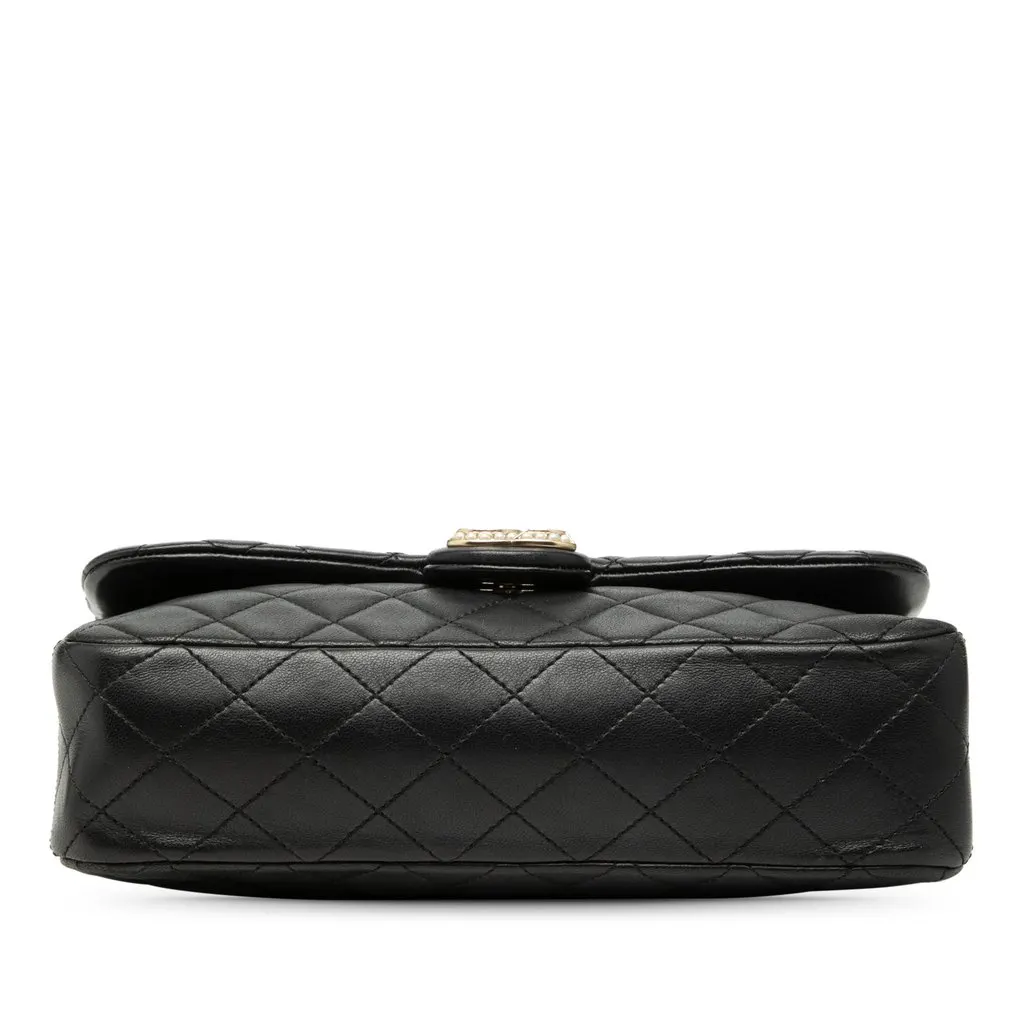 Chanel Medium Quilted Lambskin Westminster Pearl Flap Black Leather Very good - Inside View