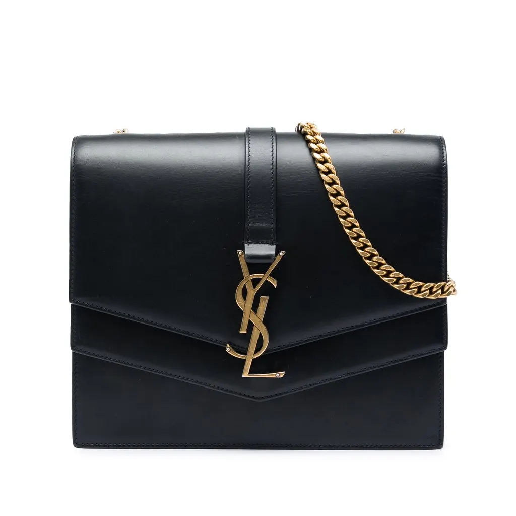 Saint Laurent Medium Leather Monogram Sulpice Crossbody Black Leather Very good - Front View