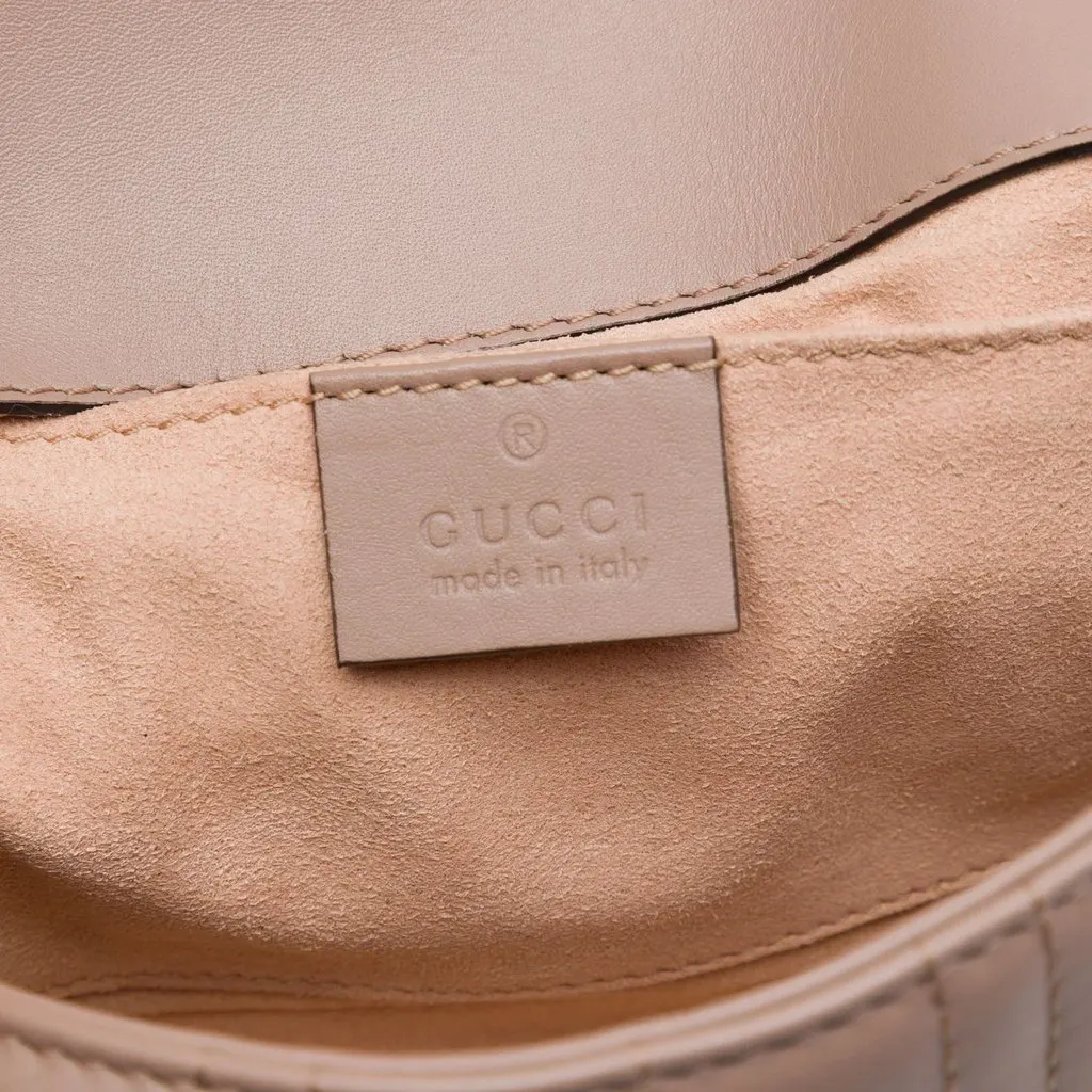 Gucci Small GG Marmont Pearl Studded Matelasse Calfskin Aria Shoulder Bag Brown Leather Very good - Box View