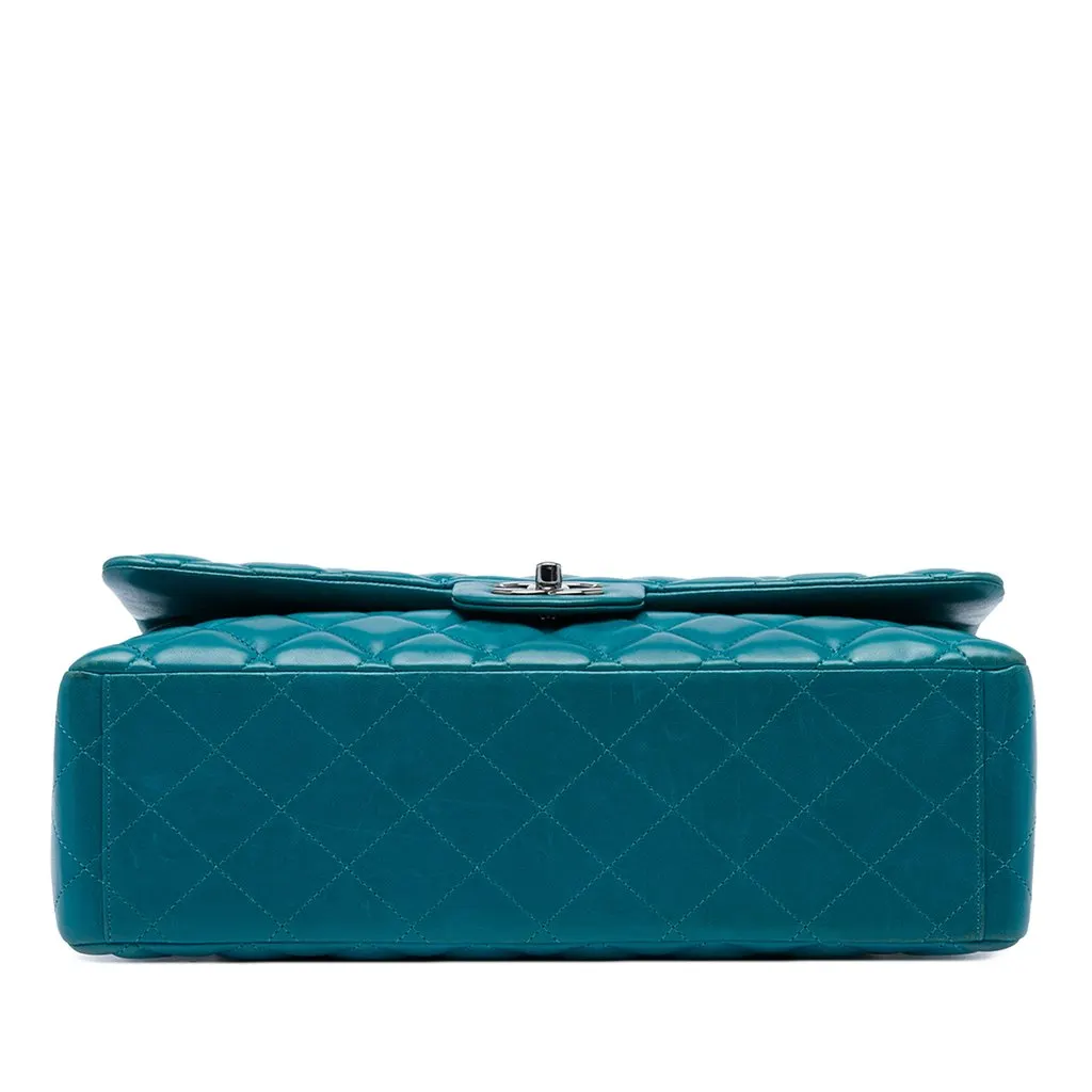 Chanel Maxi Classic Lambskin Double Flap Blue Leather Very good - Inside View