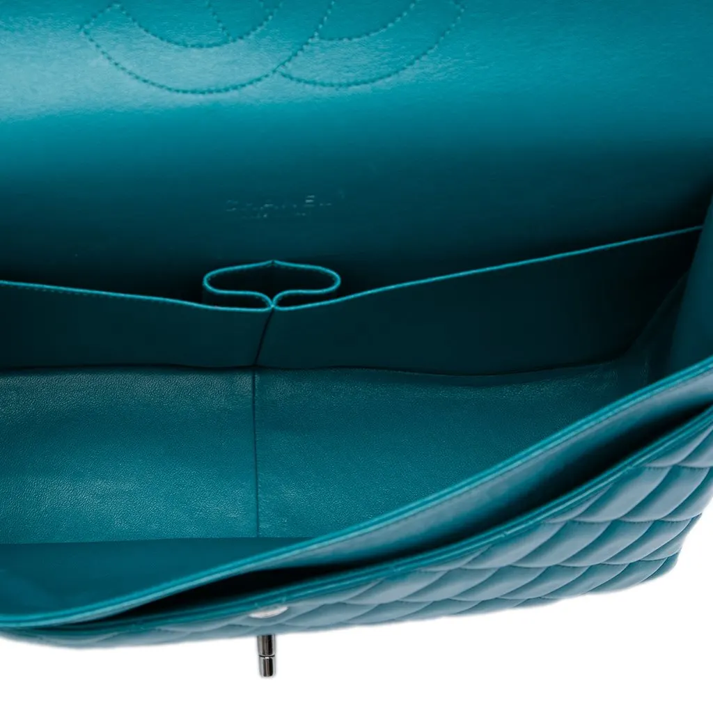 Chanel Maxi Classic Lambskin Double Flap Blue Leather Very good - Model View