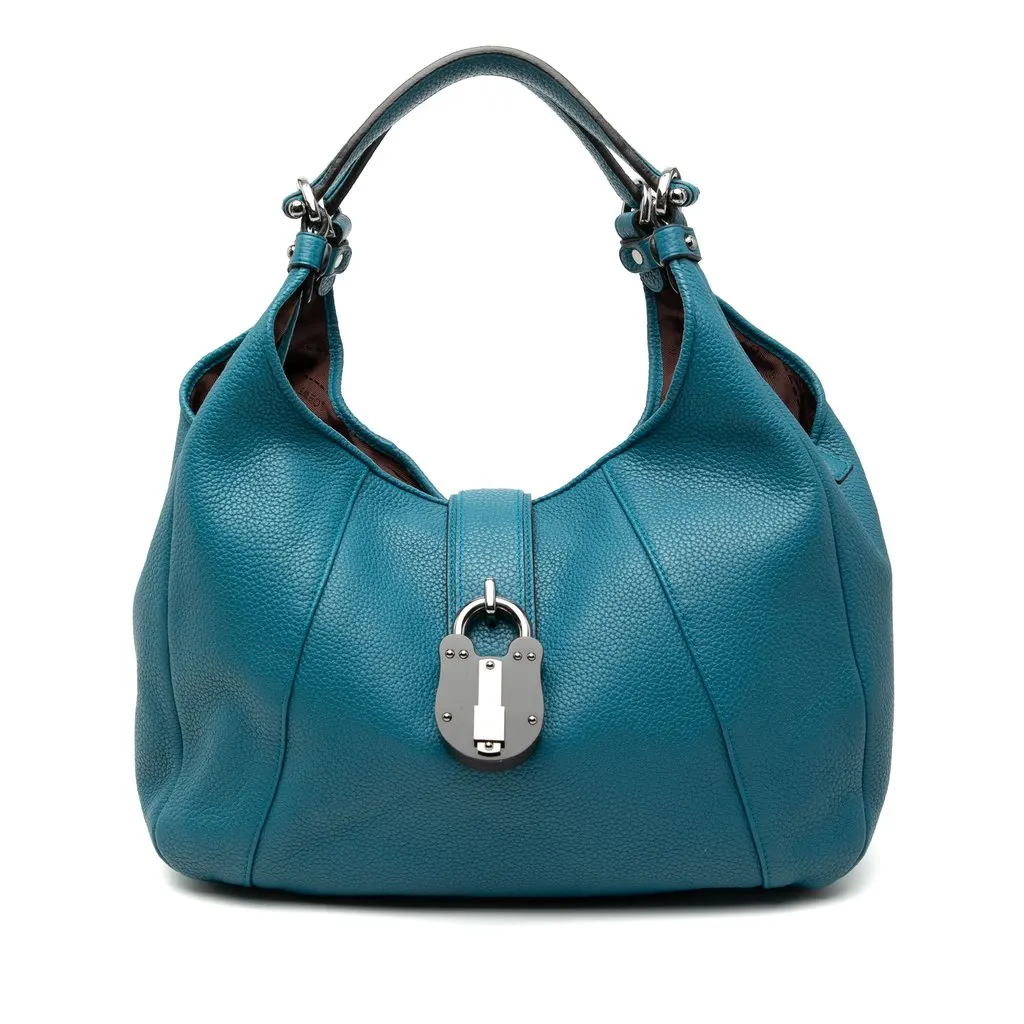 Loewe Calfskin Calle Hobo Blue Leather Very good - Front View