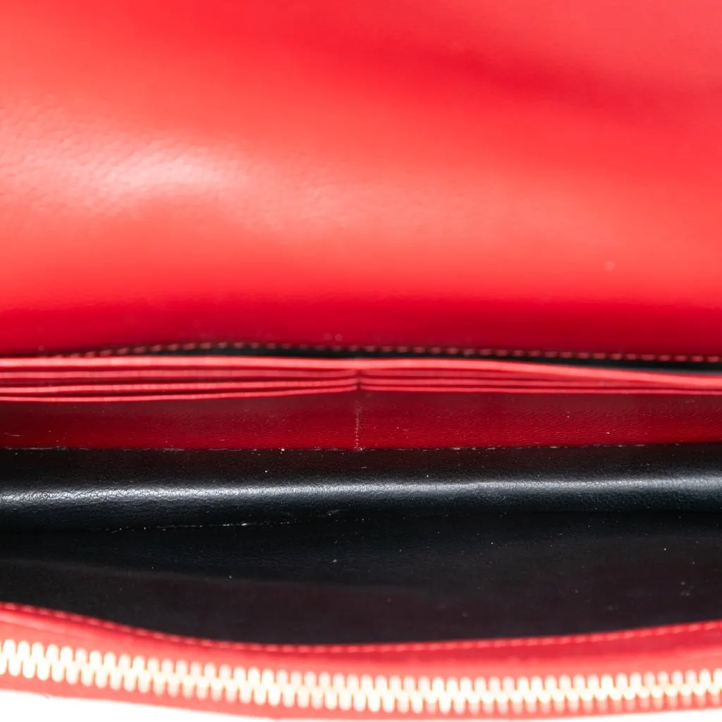 Saint Laurent Grain De Poudre Cassandre Envelope Chain Wallet Red Leather Very good - Model View