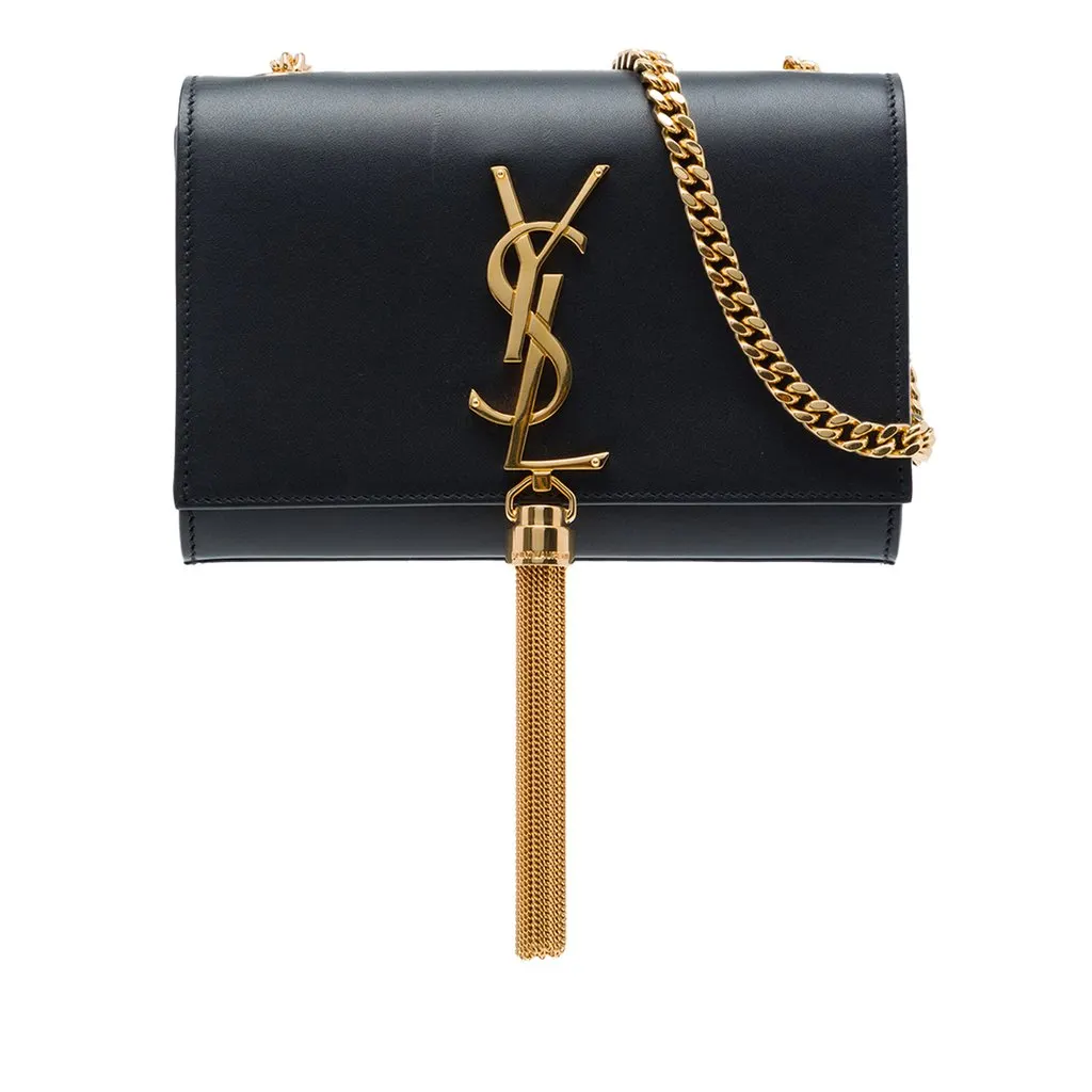 Saint Laurent Small Smooth Calfskin Monogram Kate Tassel Crossbody Black Leather Very good - Front View