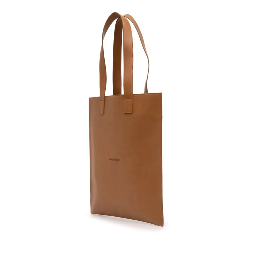 Saint Laurent Vegan Leather Rive Droite Tote Brown Polyester Very good - Back View