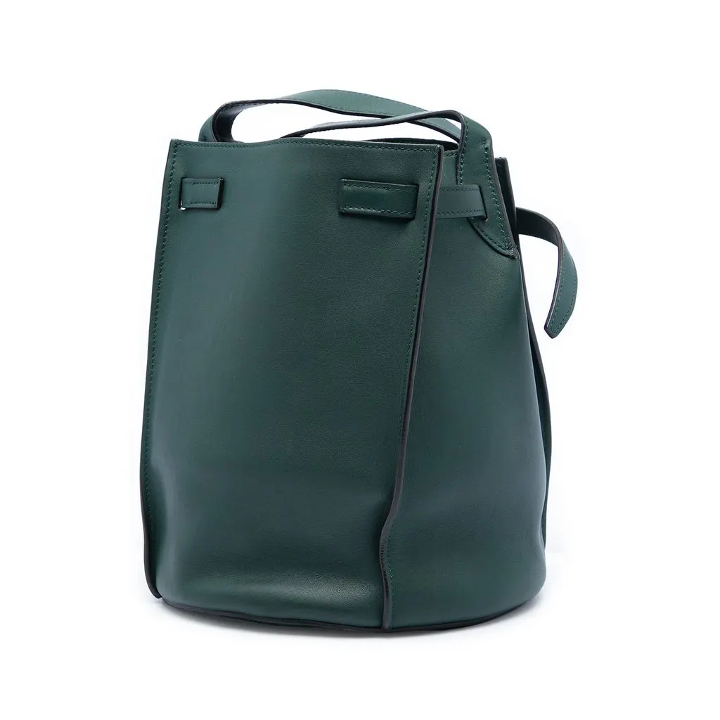 Celine Leather Big Bag Bucket Crossbody Green Leather Very good - Back View