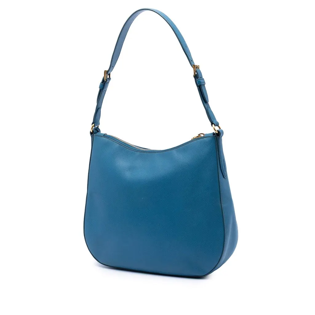 Prada Saffiano Lux Shoulder Bag Blue Leather Very good - Back View