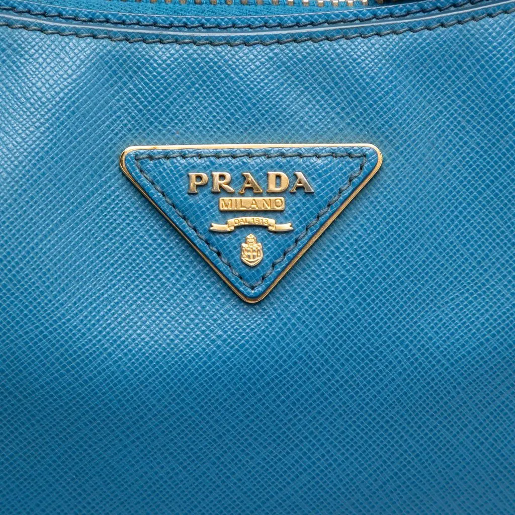 Prada Saffiano Lux Shoulder Bag Blue Leather Very good - Box View