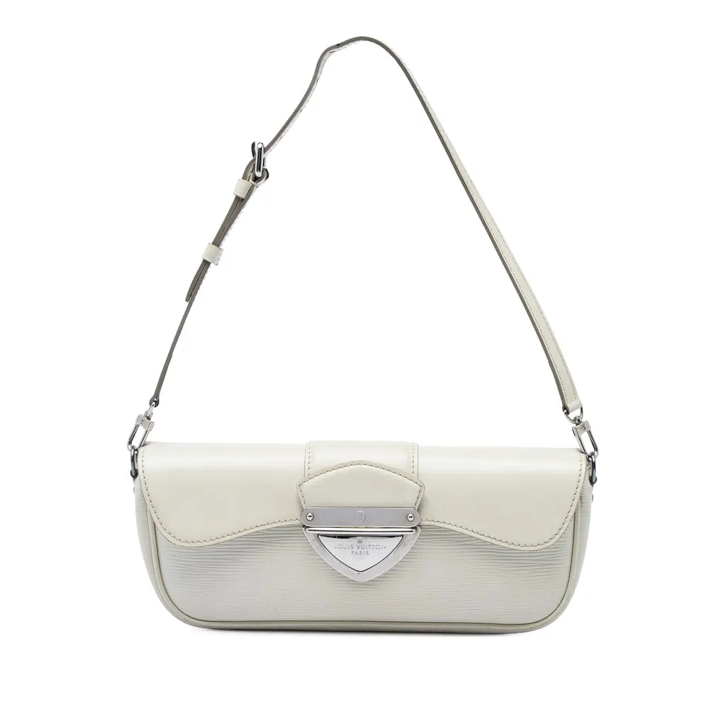 Louis Vuitton Epi Pochette Montaigne White Leather Very good - Front View