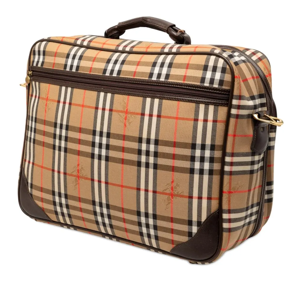 Burberry Haymarket Check Canvas Briefcase Beige Very good - Back View