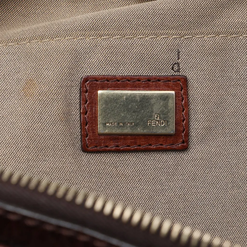 Fendi Zucchino Canvas Shoulder Bag Brown Canvas Very good - Box View