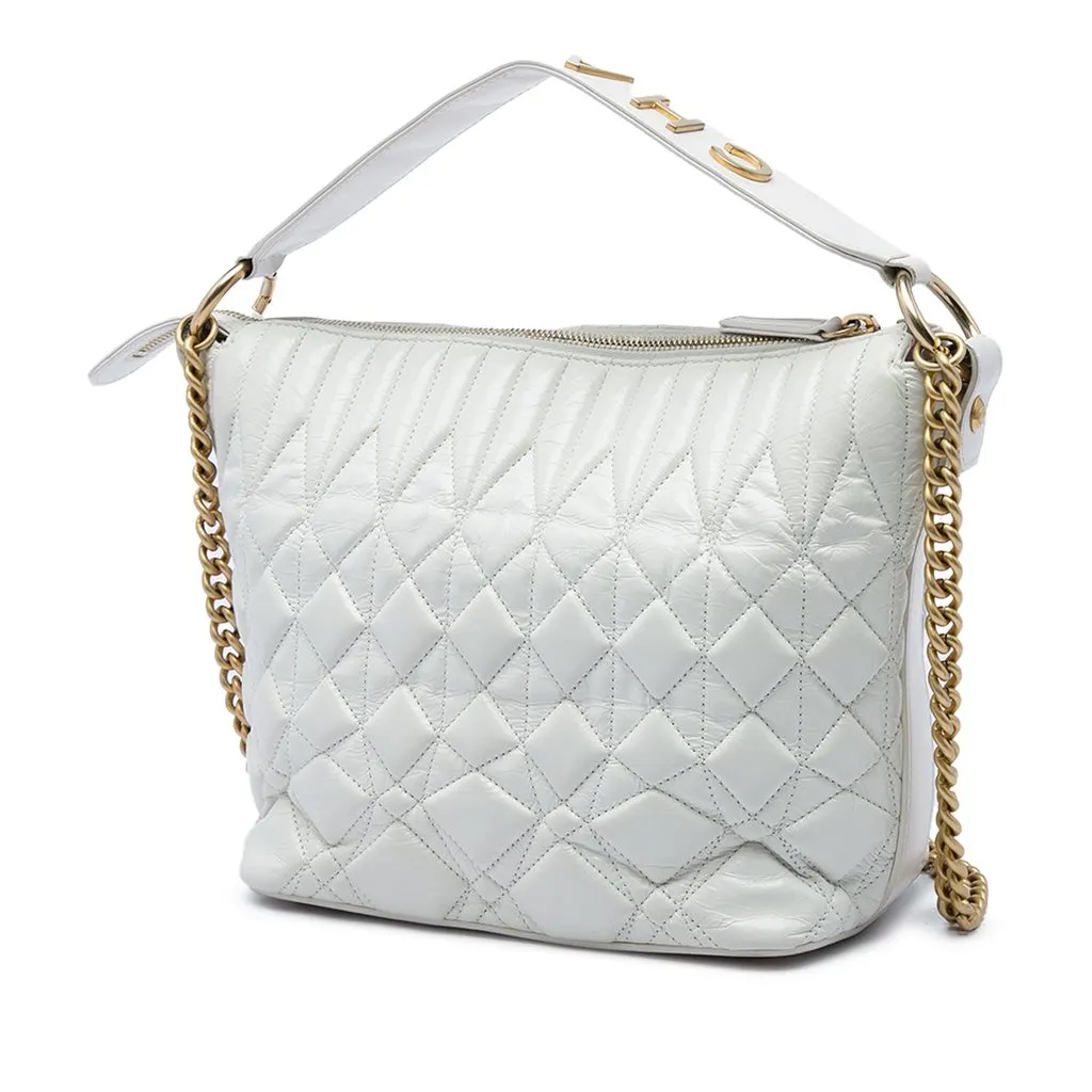 Chanel Quilted Aged Calfskin State of the Art Hobo White Leather Very good - Back View
