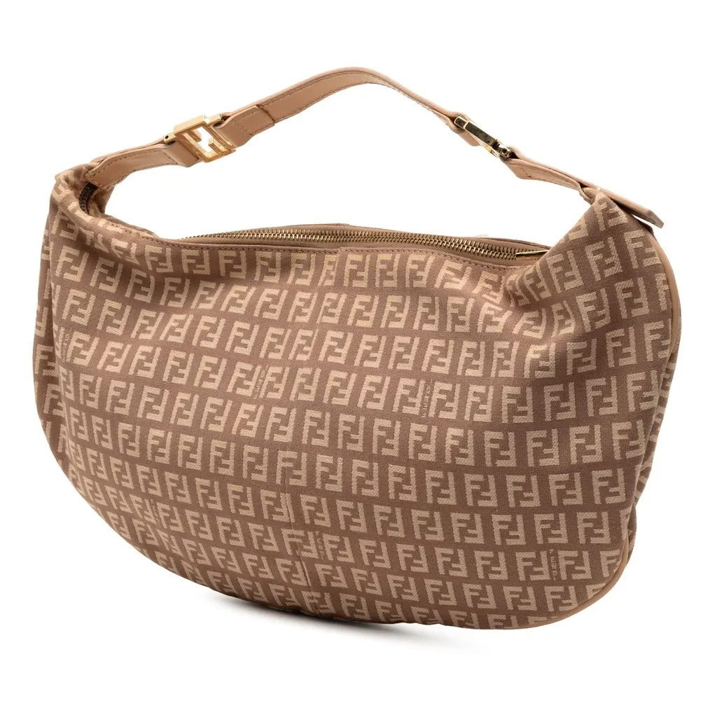 Fendi Zucchino Canvas Hobo Beige Good - Back View