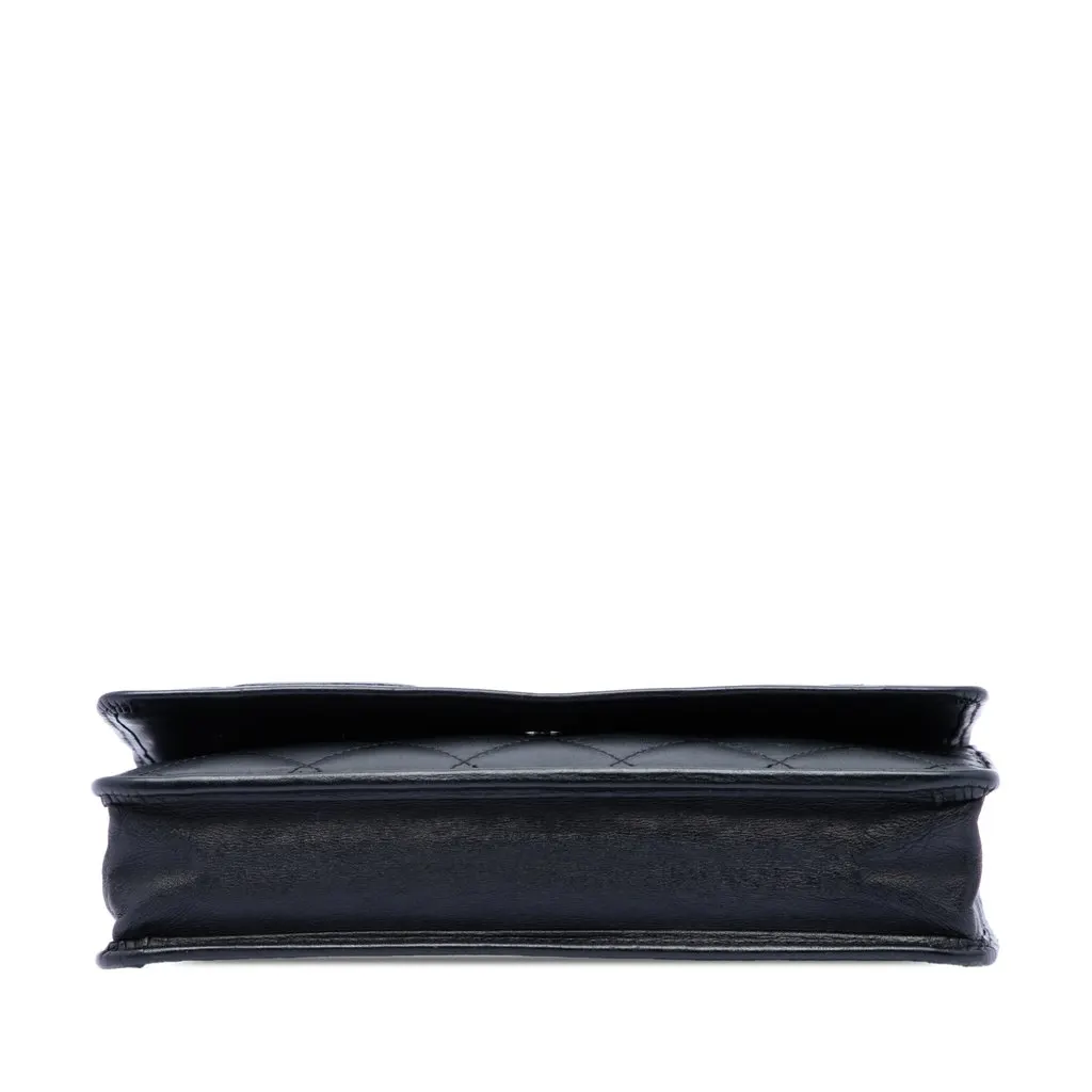 Chanel Quilted Lambskin Cambon Ligne Wallet On Chain Black Leather Very good - Inside View