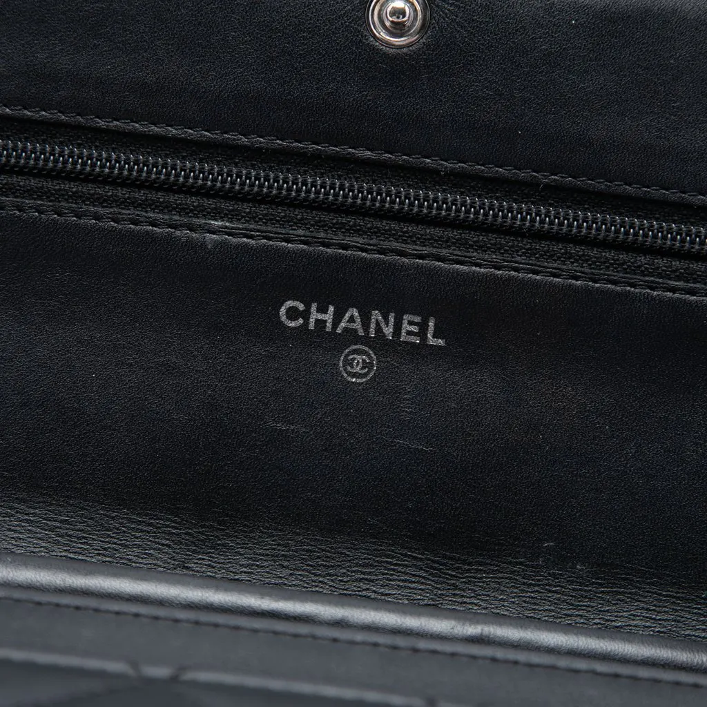 Chanel Quilted Lambskin Cambon Ligne Wallet On Chain Black Leather Very good - Box View