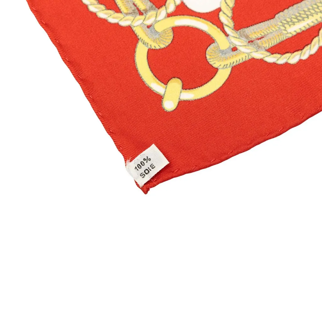 Hermès Chateaux D Arriere Silk Scarf 90 Red Silk Very good - Back View