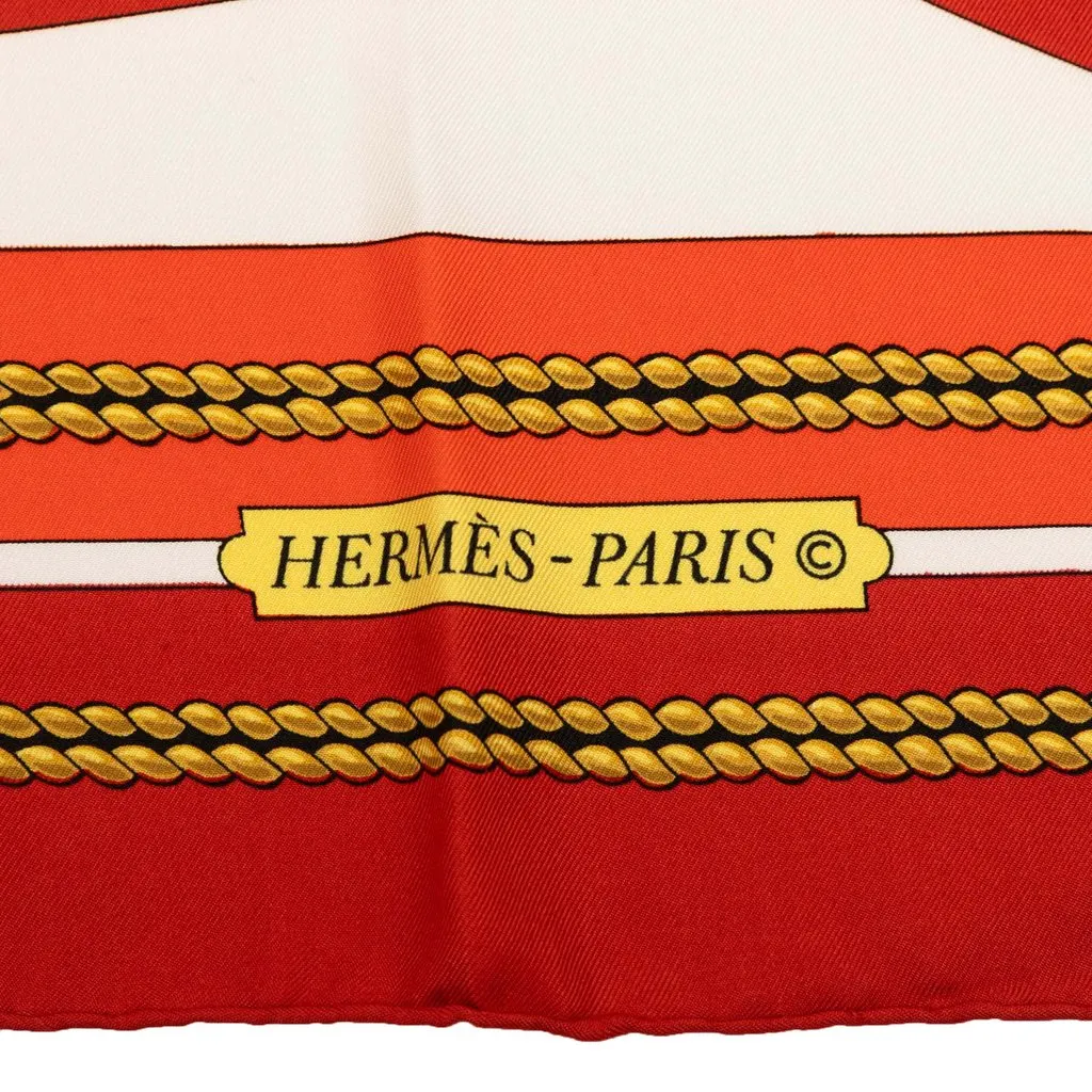 Hermès Chateaux D Arriere Silk Scarf 90 Red Silk Very good - Inside View