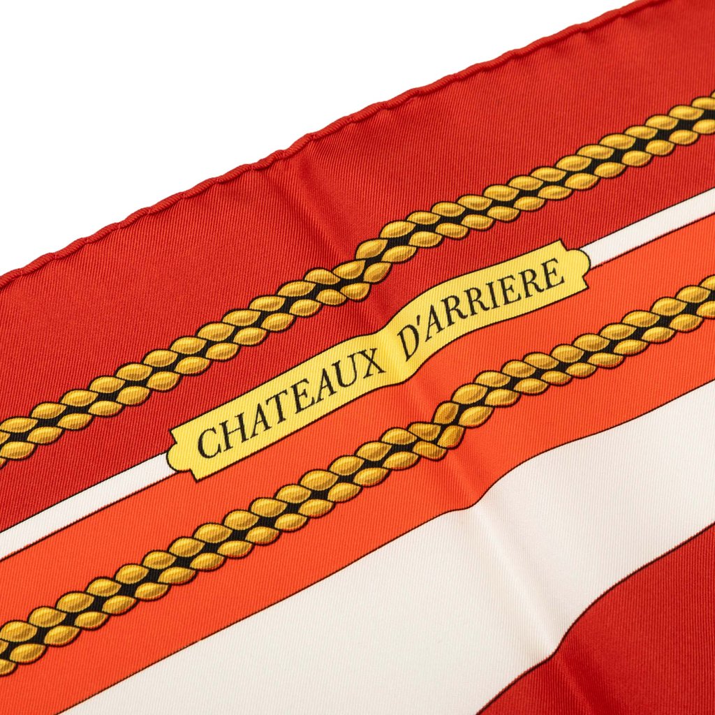 Hermès Chateaux D Arriere Silk Scarf 90 Red | Pre-Owned UAE