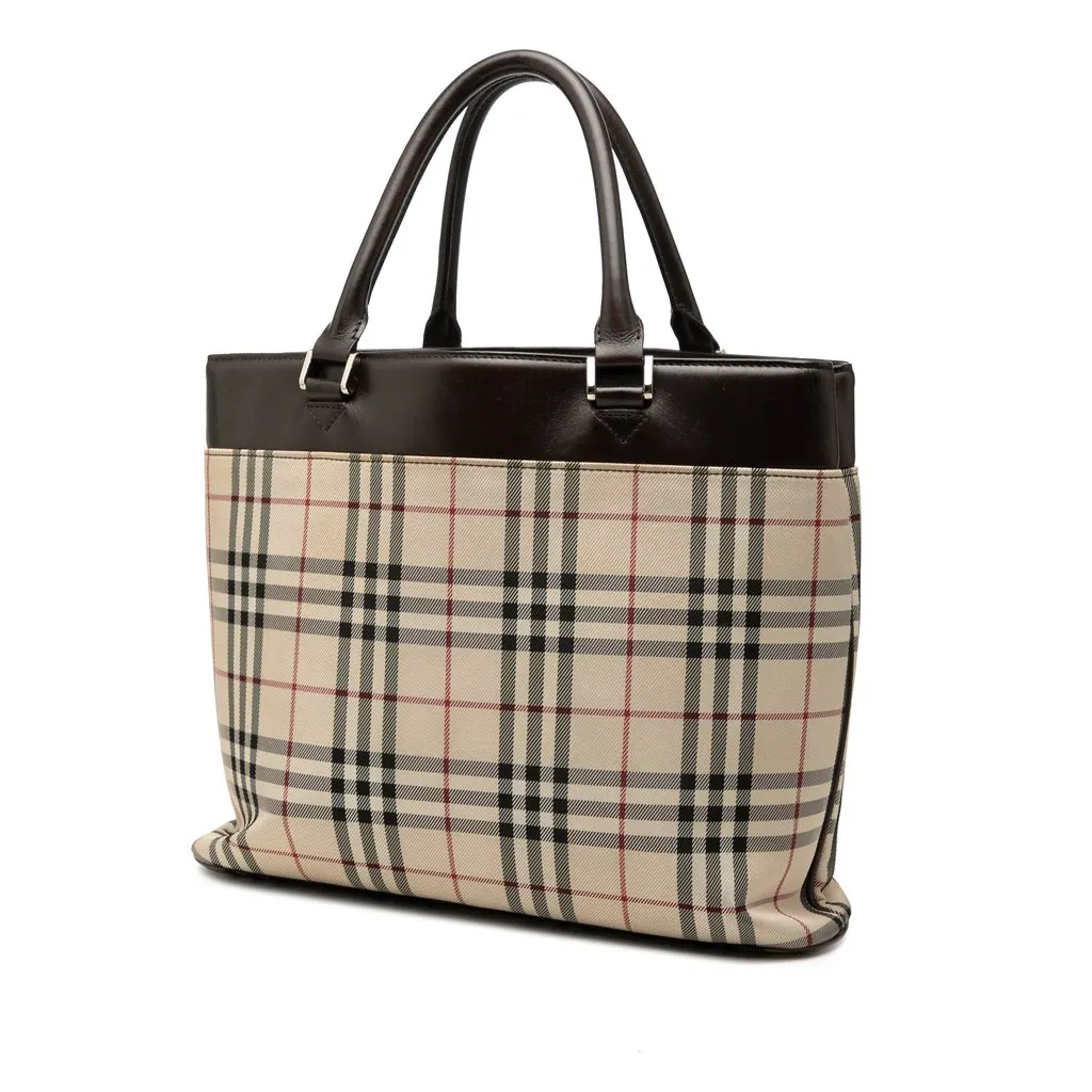 Burberry House Check Canvas Tote Beige Very good - Back View