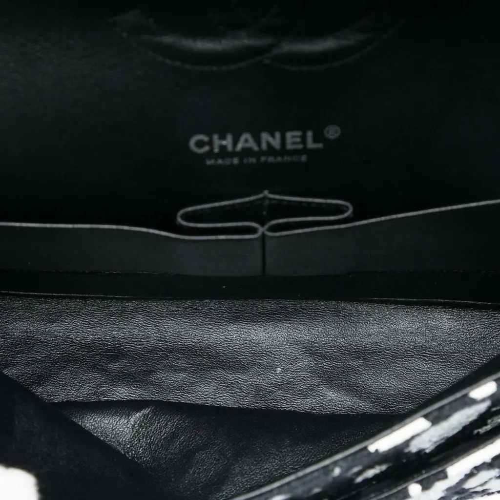 Chanel Medium Chevron Tweed Paint Splatter Double Flap Black Very good - Model View
