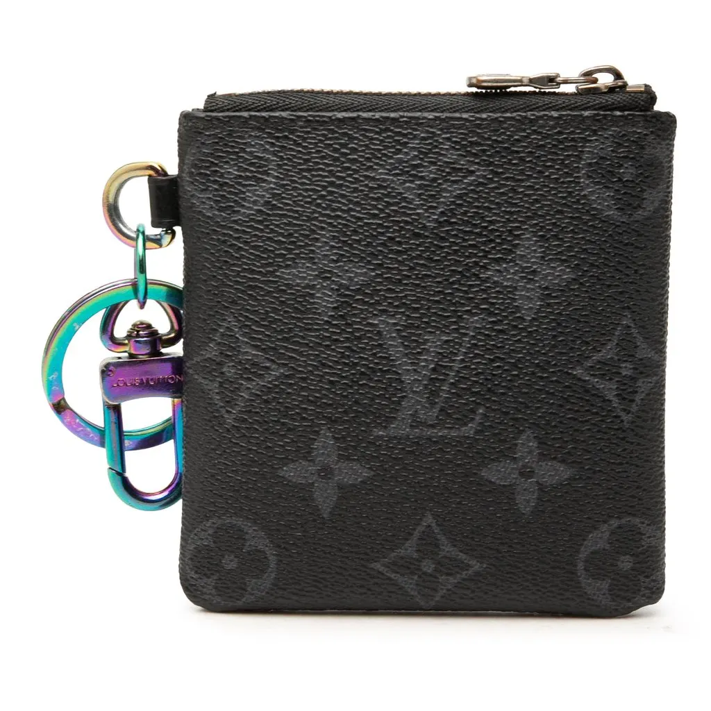 Louis Vuitton Fragment Monogram Eclipse Floppy Disk Key Holder and Coin Pouch Black Canvas Very good - Back View