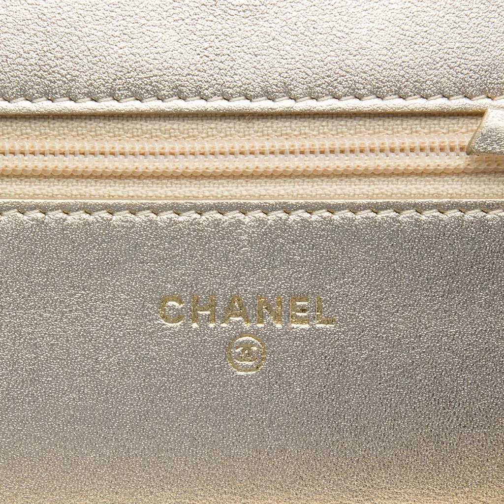 Chanel CC Satin Diamond Stitch Wallet On Chain Blue Very good - Box View
