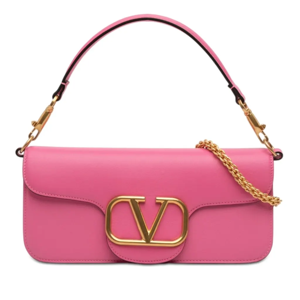 Valentino Medium Calfskin VLogo Loco Satchel Pink Leather Very good - Front View