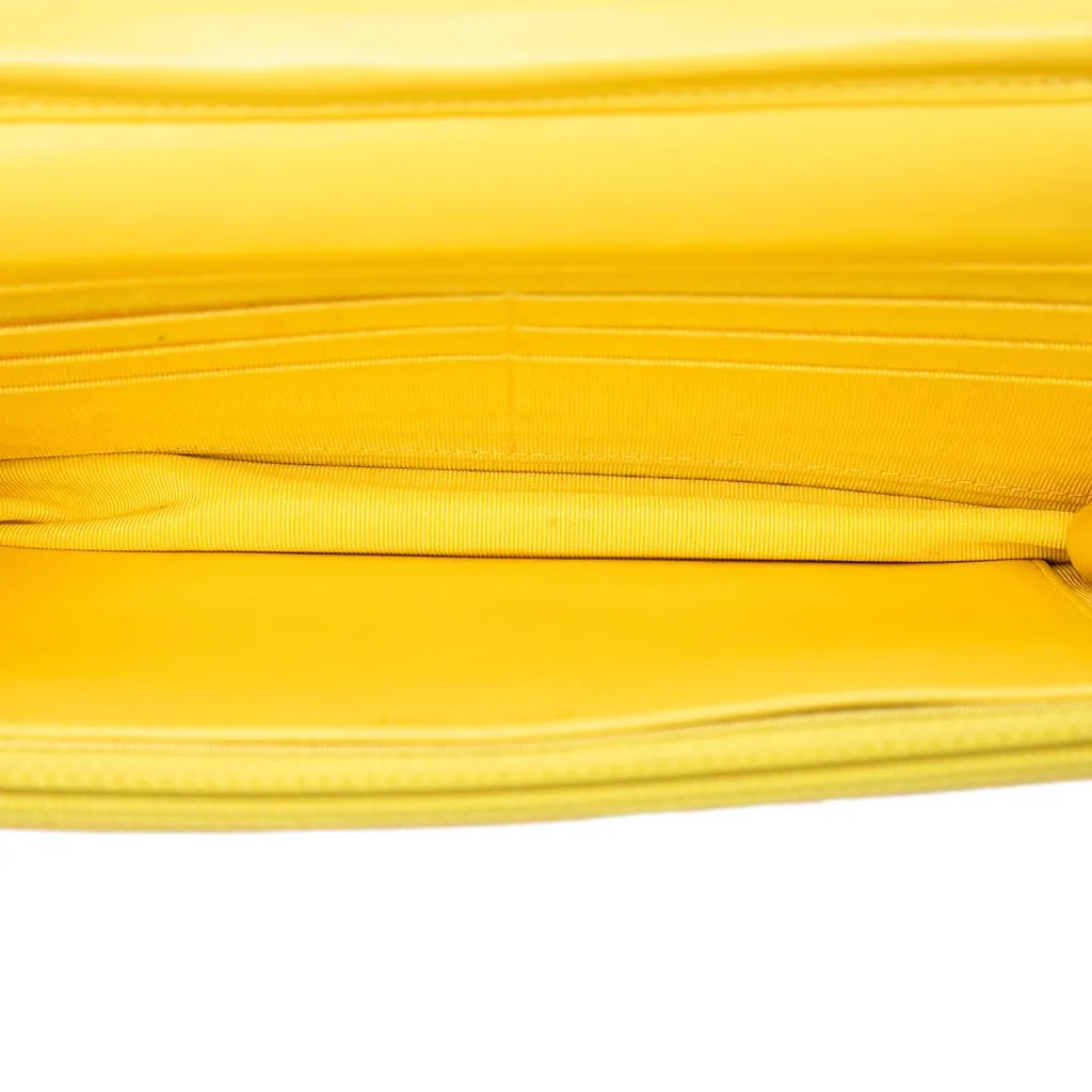 Chanel CC Quilted Lambskin Wallet on Chain Yellow Leather Very good - Model View