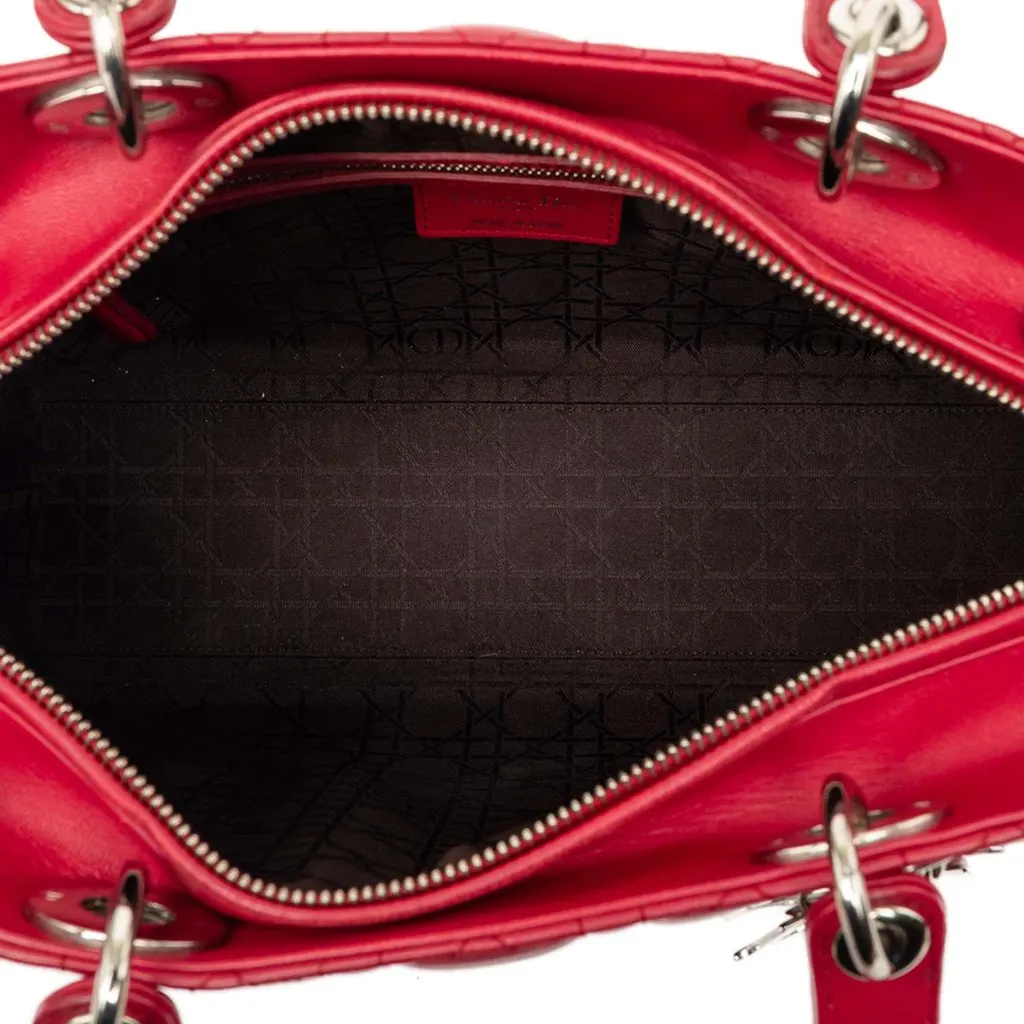 Dior Large Lambskin Cannage Lady Dior Pink Leather Very good - Model View